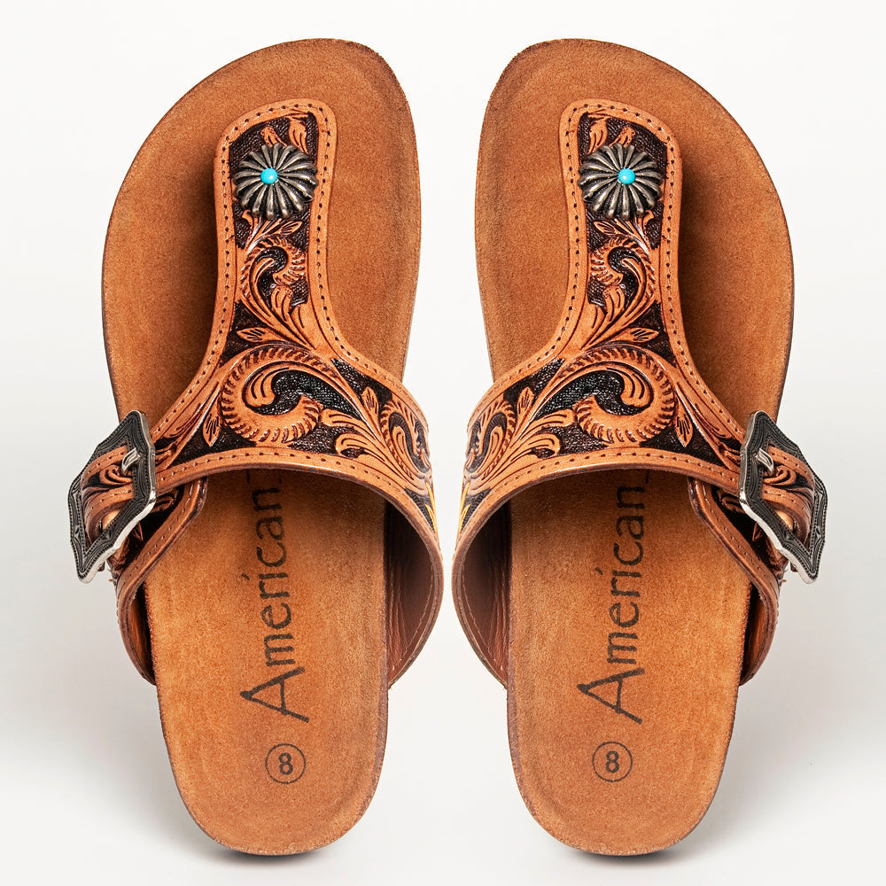 American Darling Hand-Tooled Leather Sandals