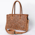 American Darling Hand Tooled Leather Tote Bag  Western Floral Carved Purse
