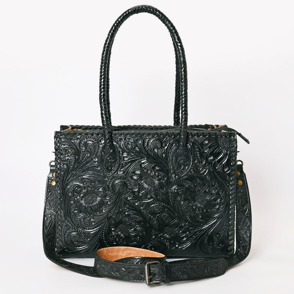 American Darling Hand Tooled Leather Tote Bag  Western Floral Carved Purse