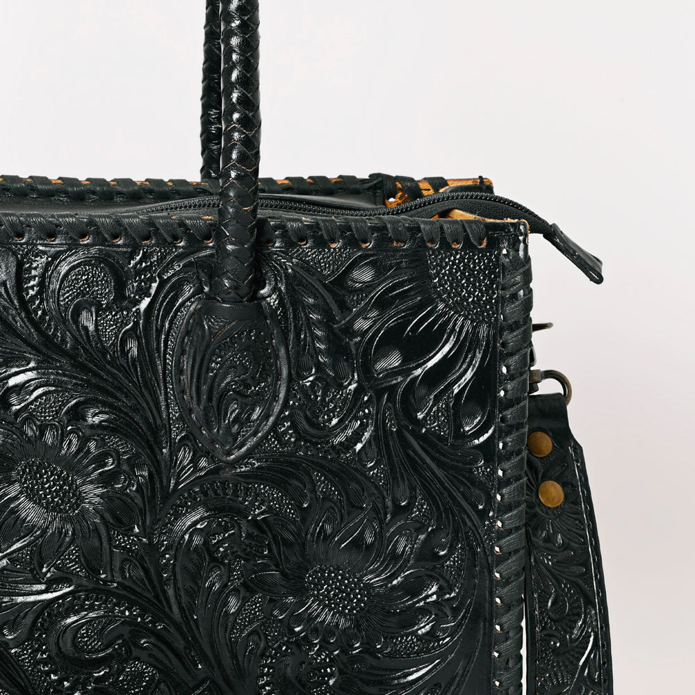 American Darling Hand Tooled Leather Tote Bag  Western Floral Carved Purse