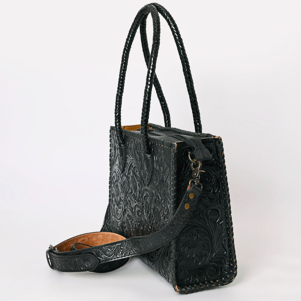 American Darling Hand Tooled Leather Tote Bag  Western Floral Carved Purse