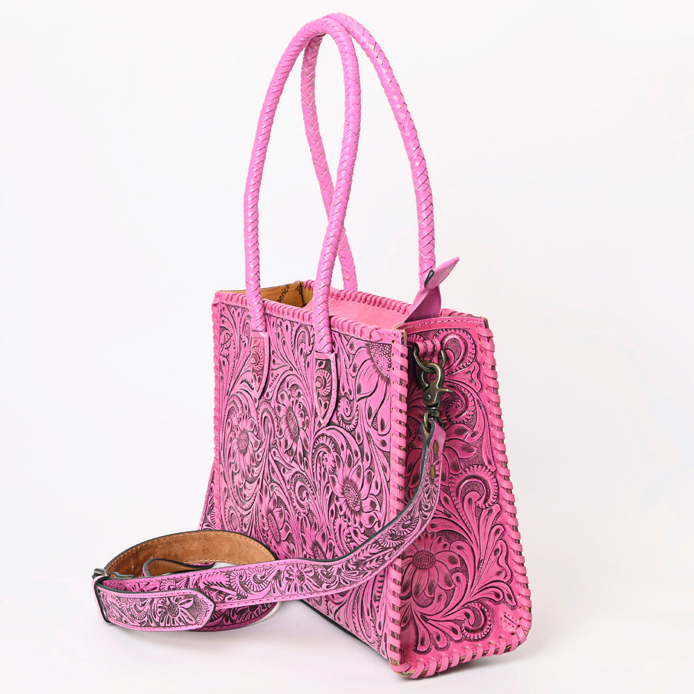 American Darling Hand Tooled Leather Tote Bag  Western Floral Carved Purse
