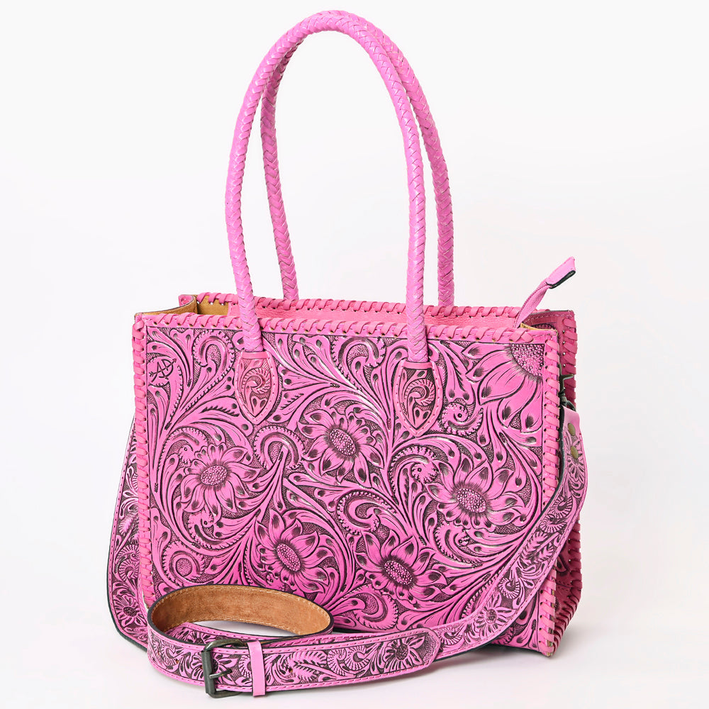 American Darling Hand Tooled Leather Tote Bag  Western Floral Carved Purse