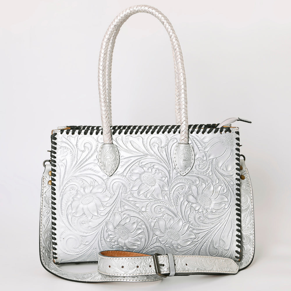 American Darling Hand Tooled Leather Tote Bag  Western Floral Carved Purse