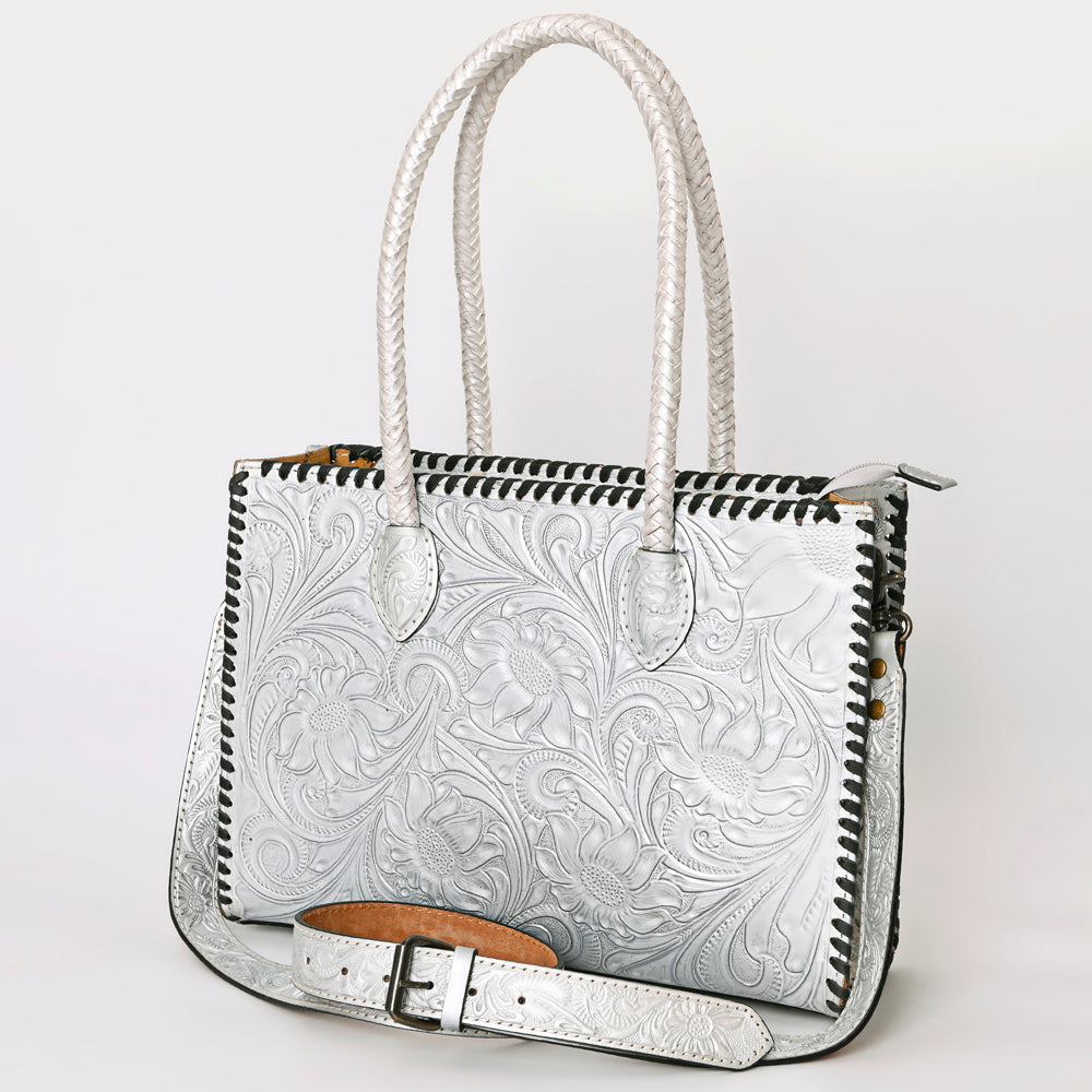 American Darling Hand Tooled Leather Tote Bag  Western Floral Carved Purse