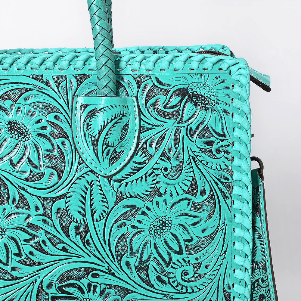 American Darling Hand Tooled Leather Tote Bag  Western Floral Carved Purse