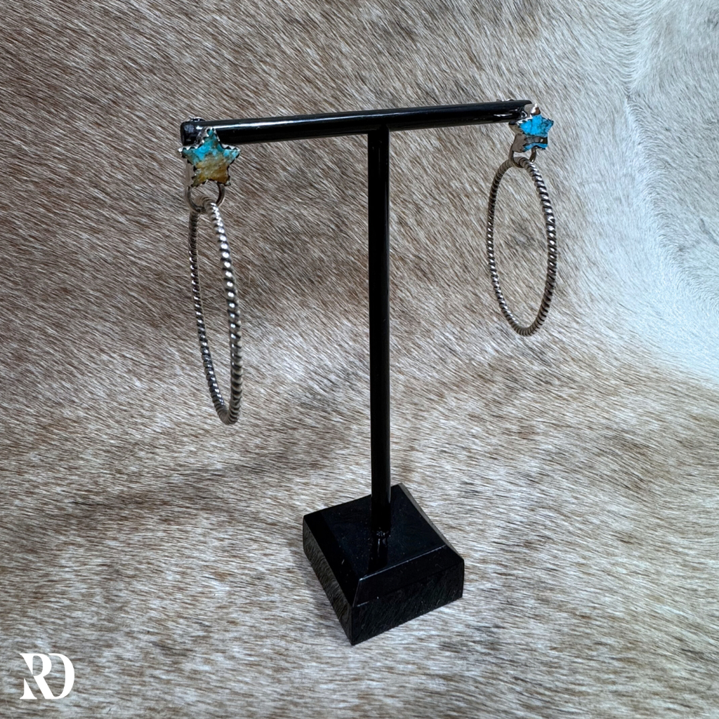 Ice Blue Dahlia Star Hoop Earrings - Hada Collection — view 2