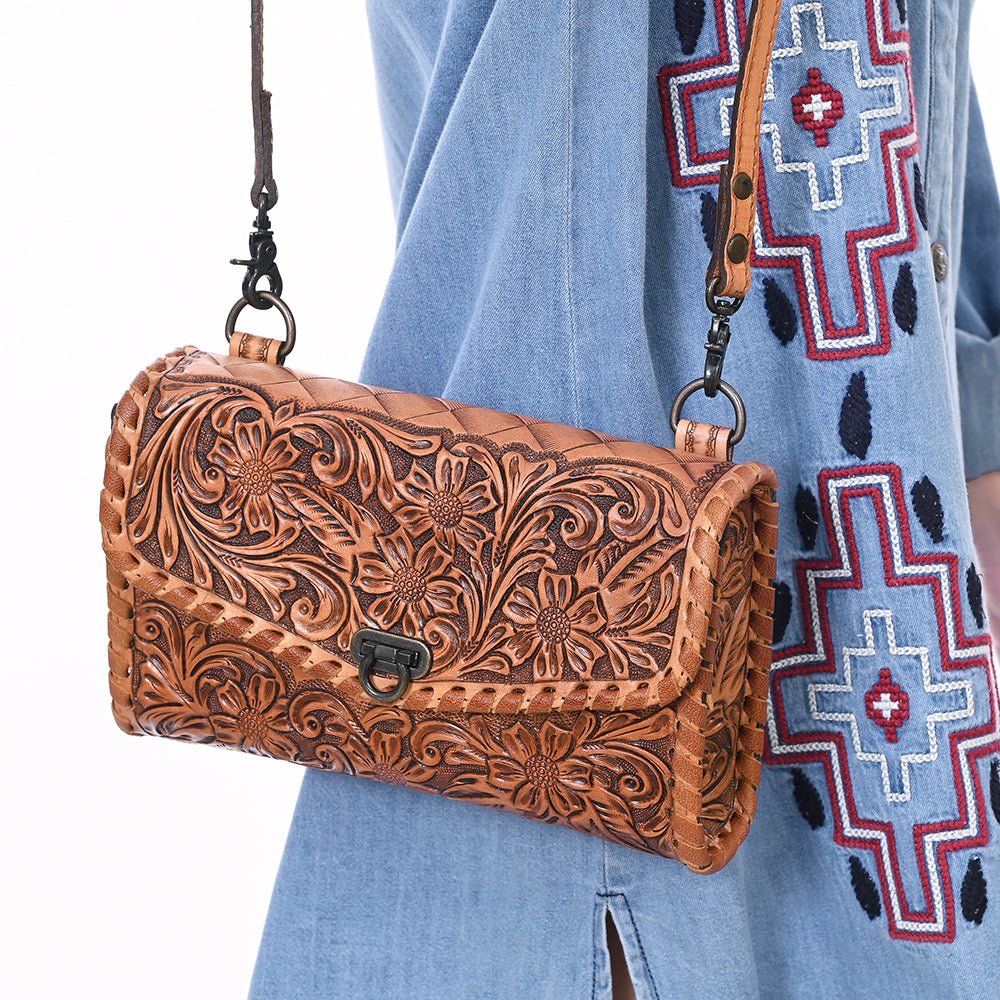 American Darling Wallet Hand Tooled Genuine Leather