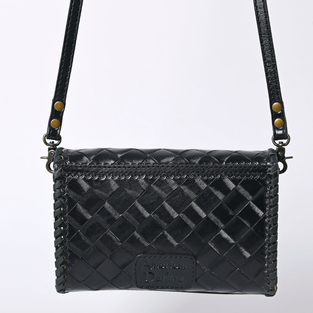 American Darling Western Leather Crossbody Bag Hand Tooled Floral Carved Shoulder Purse with Whipstitch Detail & Adjustable Strap for Women