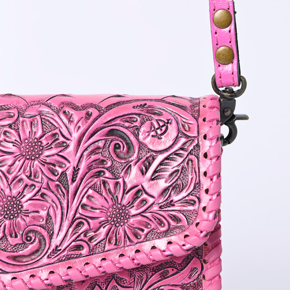 American Darling Western Leather Crossbody Bag Hand Tooled Floral Carved Shoulder Purse with Whipstitch Detail & Adjustable Strap for Women