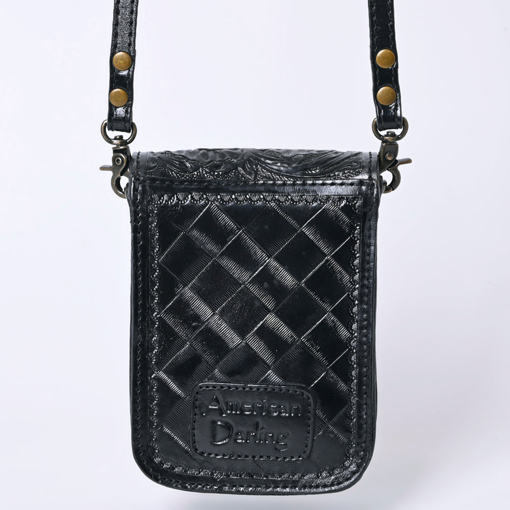 American Darling Western Leather Cell Phone Bag Hand Tooled Floral Carved Crossbody Purse with Adjustable Strap