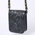 American Darling Western Leather Cell Phone Bag Hand Tooled Floral Carved Crossbody Purse with Adjustable Strap