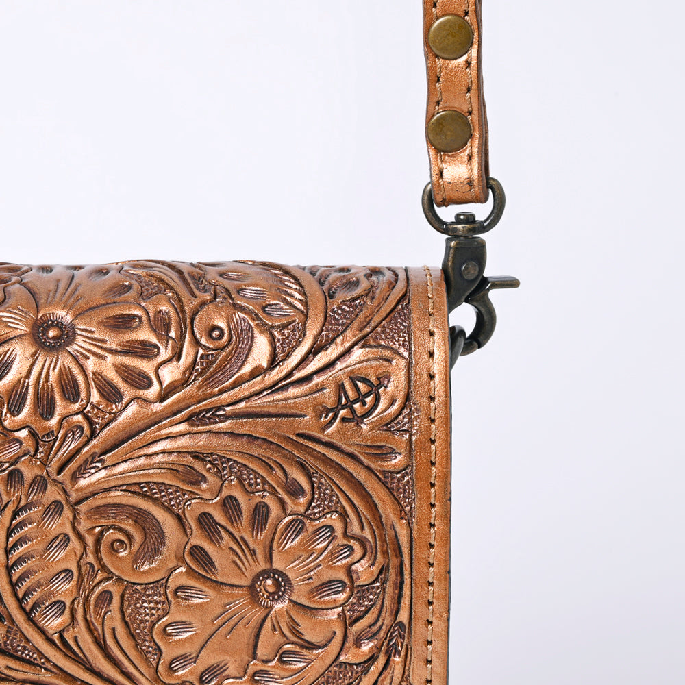 American Darling Western Leather Cell Phone Bag Hand Tooled Floral Carved Crossbody Purse with Adjustable Strap