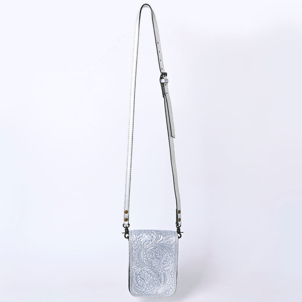American Darling Western Leather Cell Phone Bag Hand Tooled Floral Carved Crossbody Purse with Adjustable Strap
