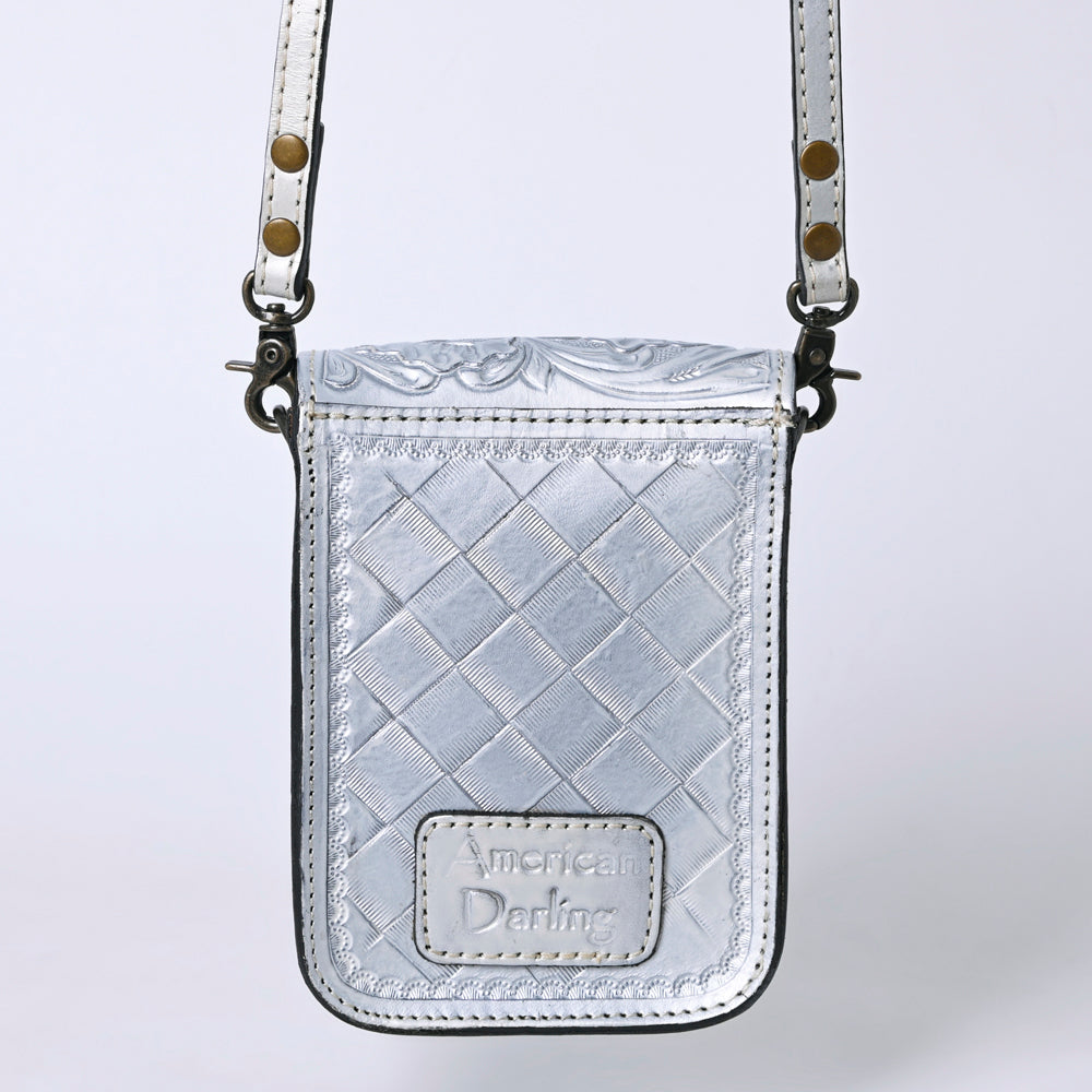 American Darling Western Leather Cell Phone Bag Hand Tooled Floral Carved Crossbody Purse with Adjustable Strap