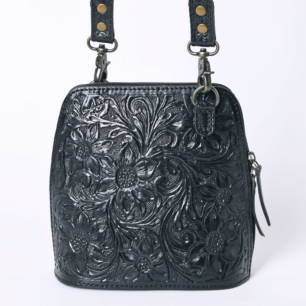 American Darling Western Leather Crossbody Bag Hand Tooled Floral Carved Purse with Adjustable Strap