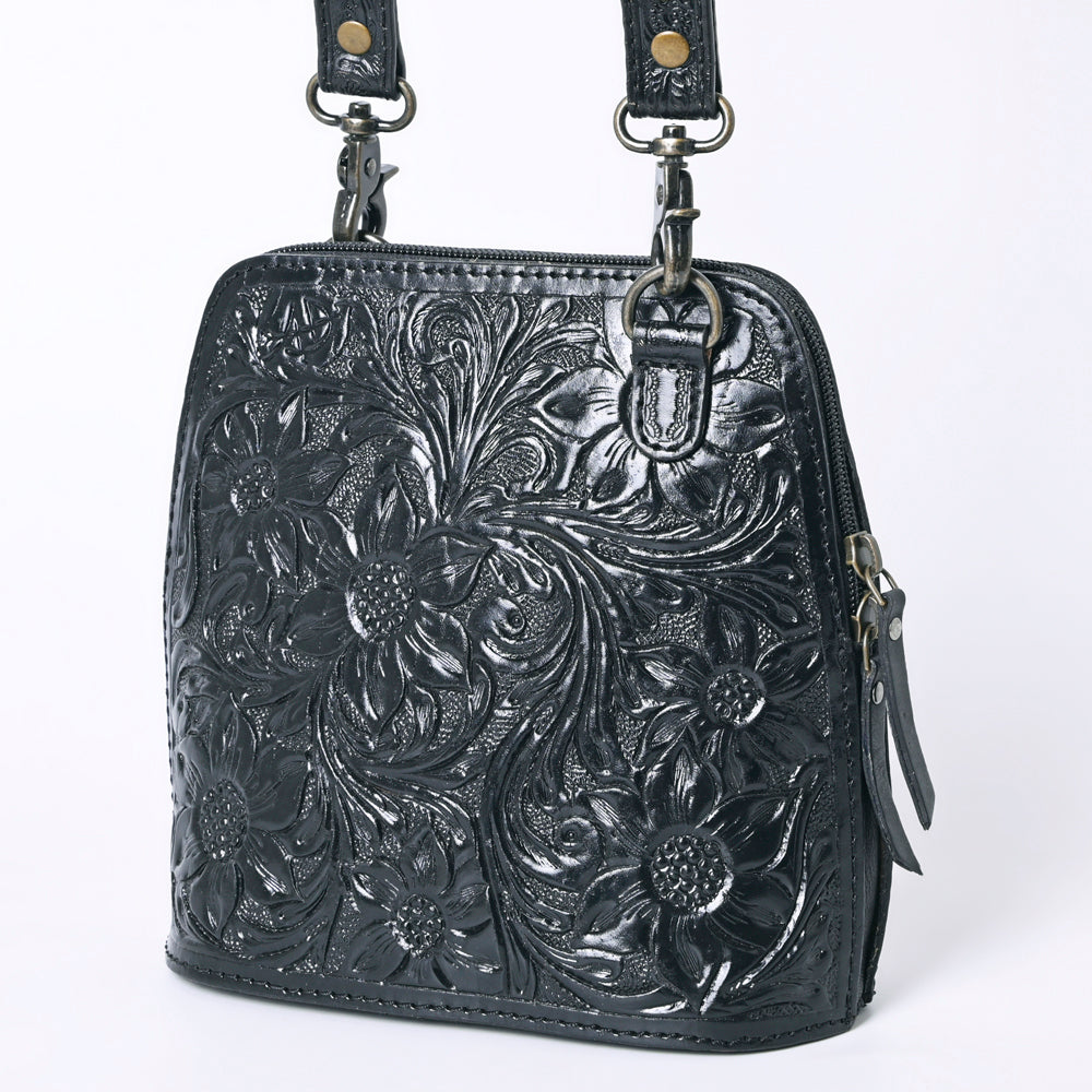 American Darling Western Leather Crossbody Bag Hand Tooled Floral Carved Purse with Adjustable Strap