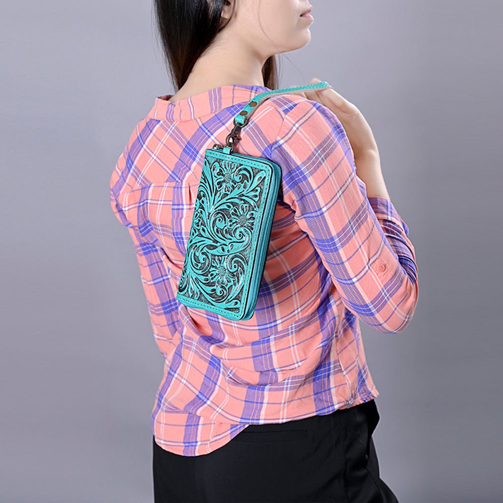 American Darling Clutch Hand Tooled Genuine Leather