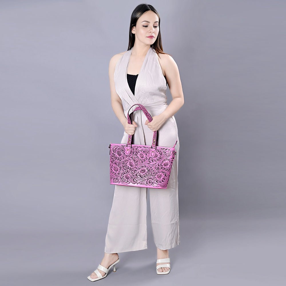 American Darling Tote Hand Tooled Genuine Leather