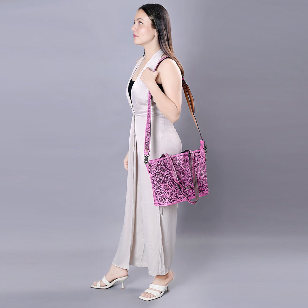 American Darling Tote Hand Tooled Genuine Leather