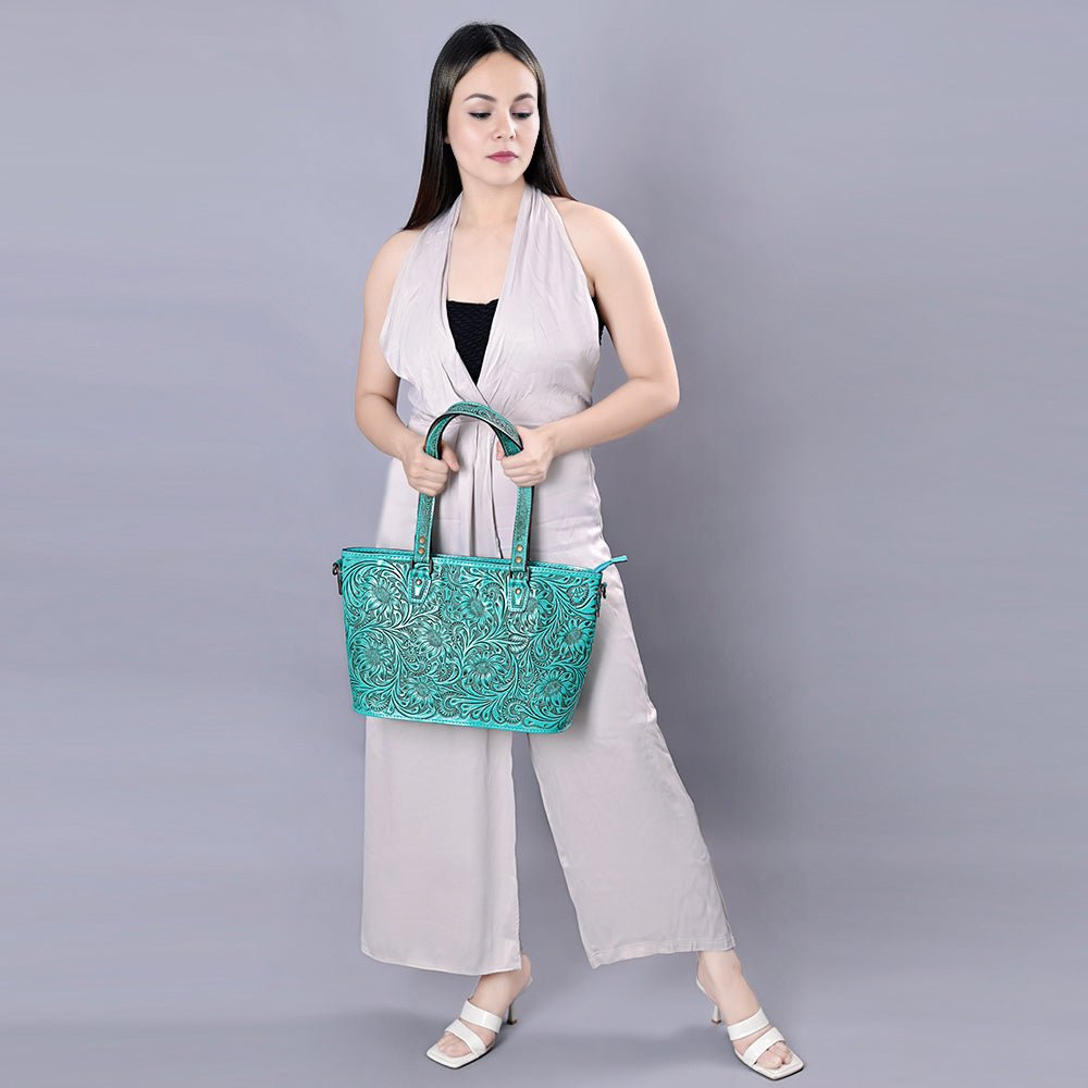 American Darling Tote Hand Tooled Genuine Leather