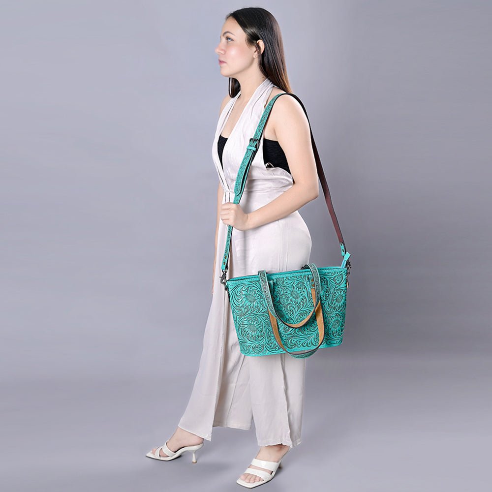 American Darling Tote Hand Tooled Genuine Leather