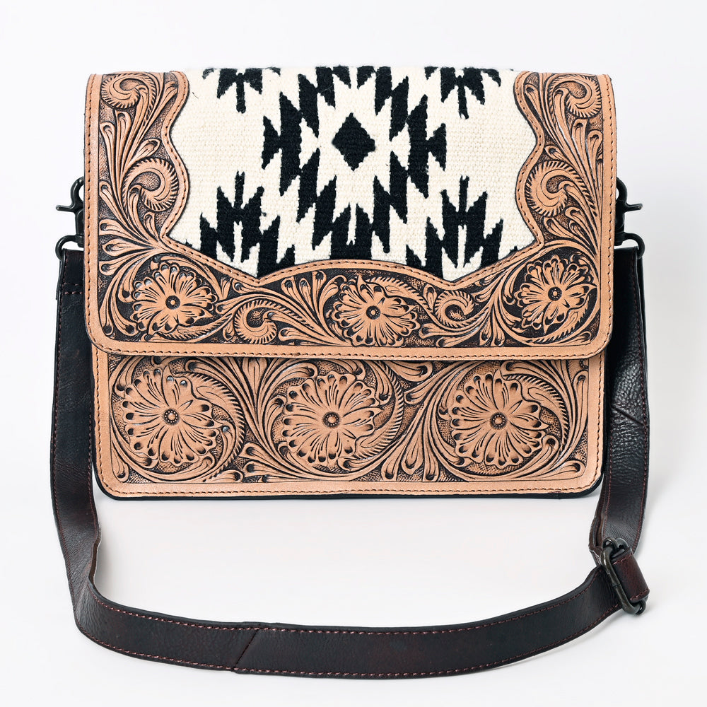 American Darling Hand-Tooled Saddle Blanket Leather Crossbody Bag