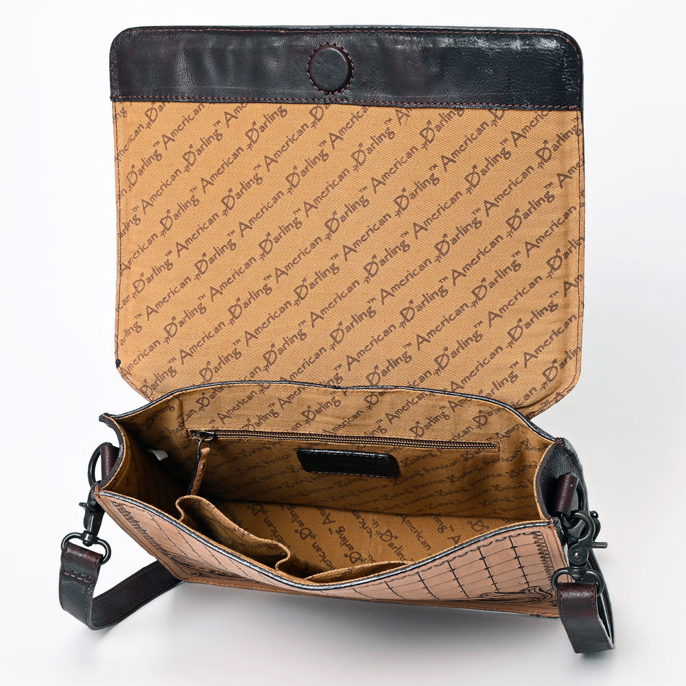 American Darling Hand-Tooled Saddle Blanket Leather Crossbody Bag