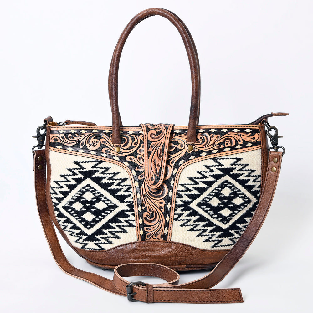 American Darling Hand-Tooled Saddle Blanket Genuine Leather Tote