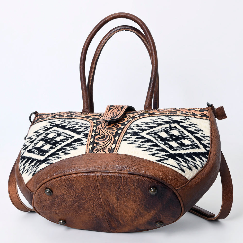 American Darling Hand-Tooled Saddle Blanket Genuine Leather Tote