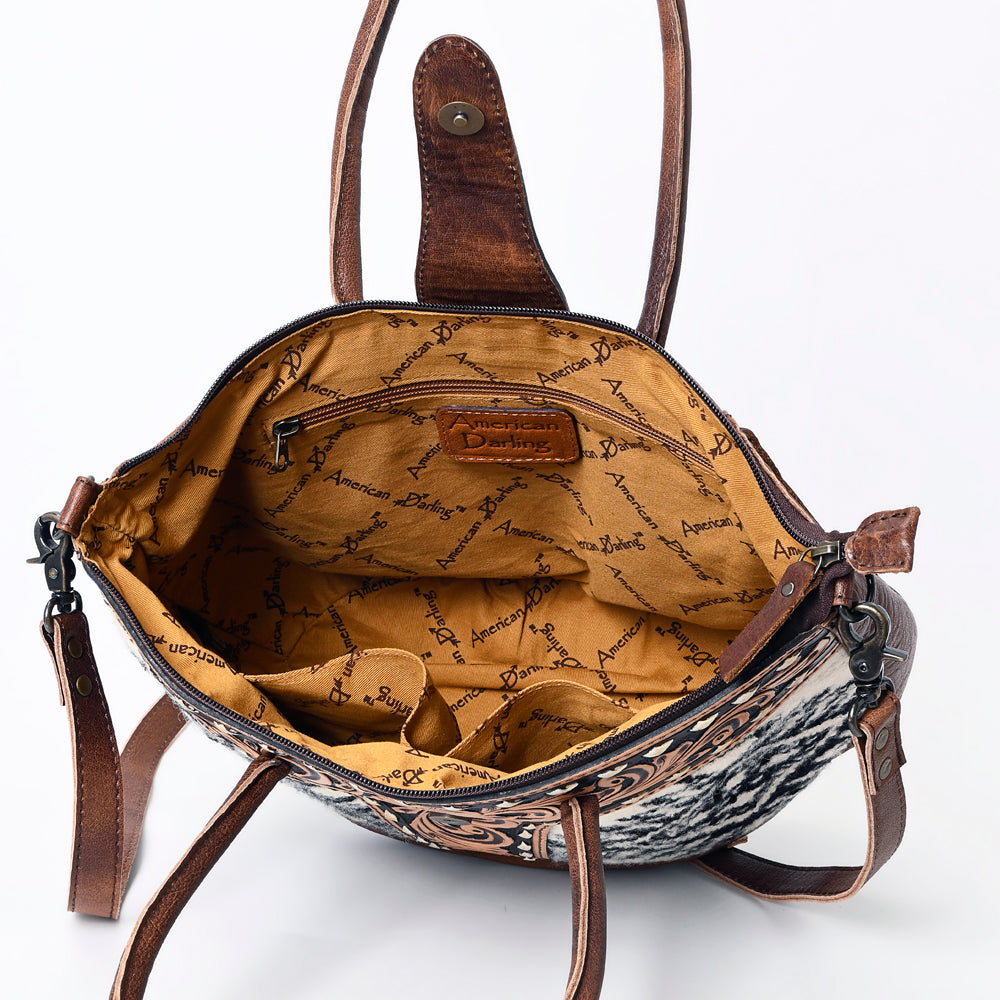 American Darling Hand-Tooled Saddle Blanket Genuine Leather Tote