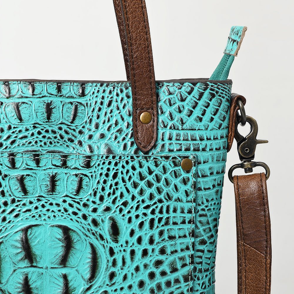 American Darling Tote Crocodile Embossed Genuine Leather