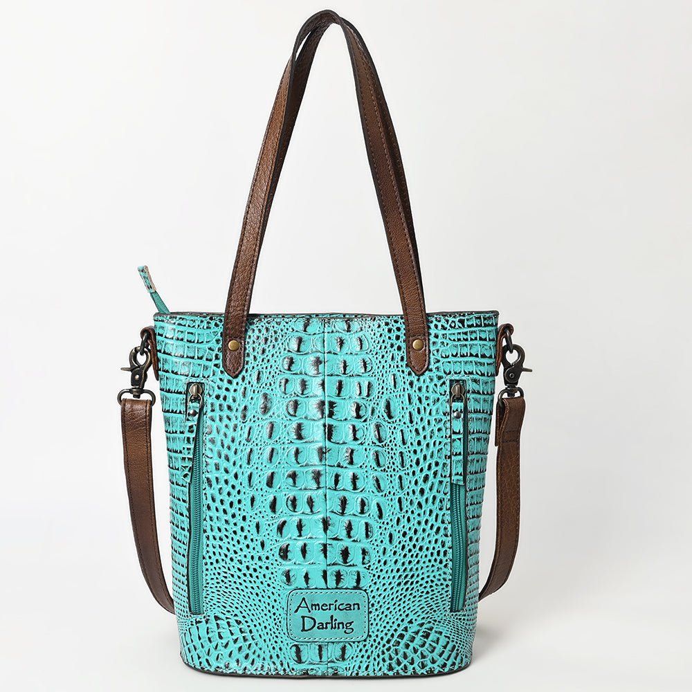 American Darling Tote Crocodile Embossed Genuine Leather