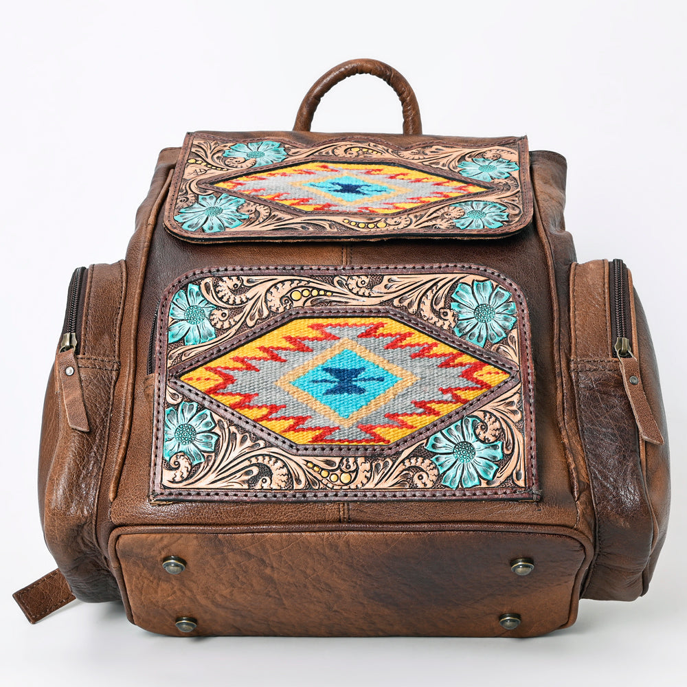 American Darling Hand-Tooled Saddle Blanket Leather Backpack