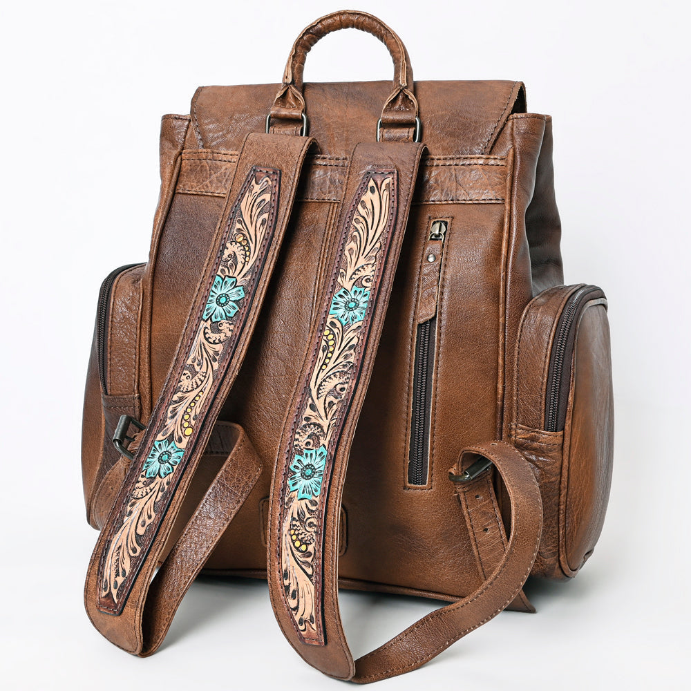 American Darling Hand-Tooled Saddle Blanket Leather Backpack