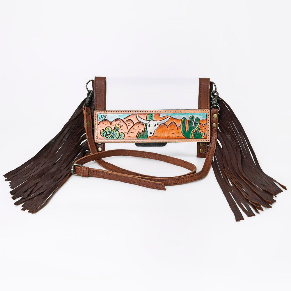 American Darling Hand-Tooled Leather Clear Bag