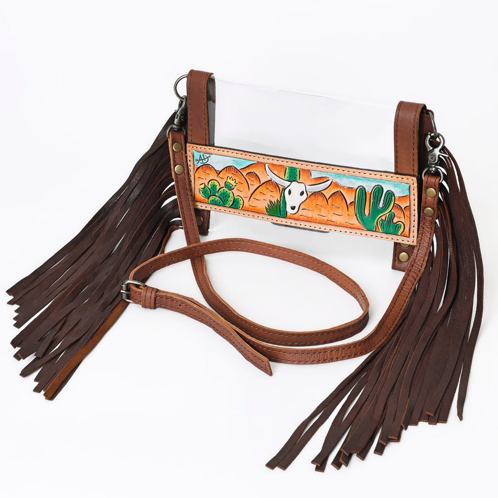American Darling Hand-Tooled Leather Clear Bag