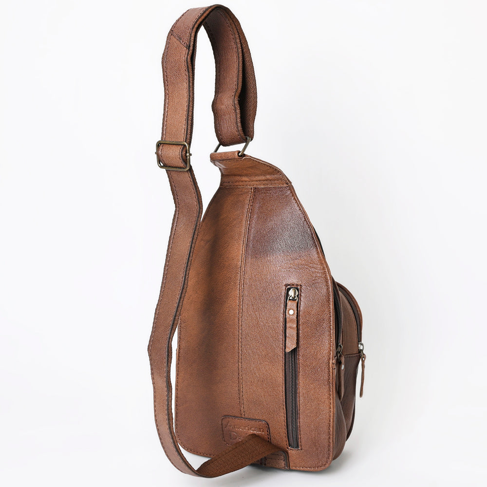 American Darling Hand-Tooled Leather Sling Bag
