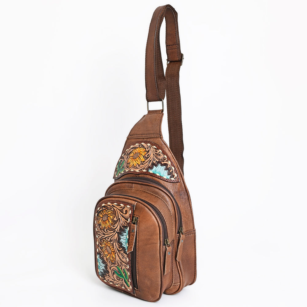 American Darling Hand-Tooled Leather Sling Bag