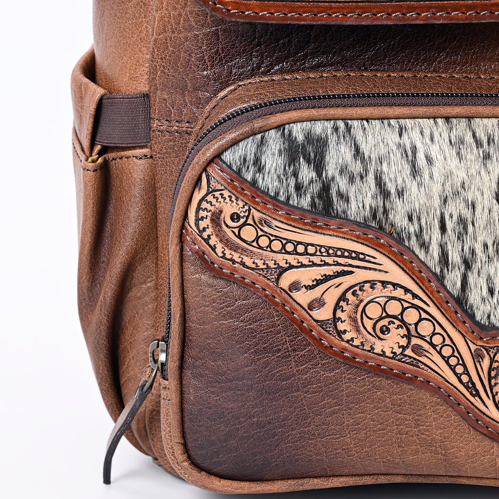 American Darling Hand-Tooled Hair-On Leather Backpack