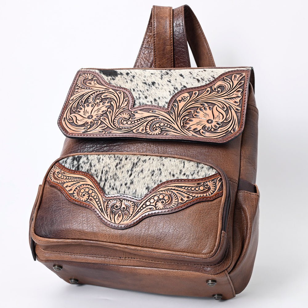 American Darling Hand-Tooled Hair-On Leather Backpack