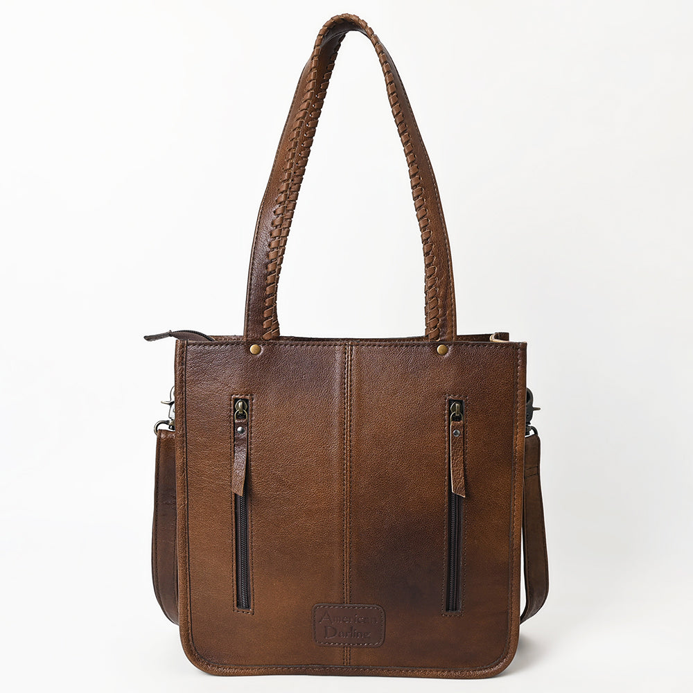 American Darling Tote Hand Tooled Hair-onGenuine Leather