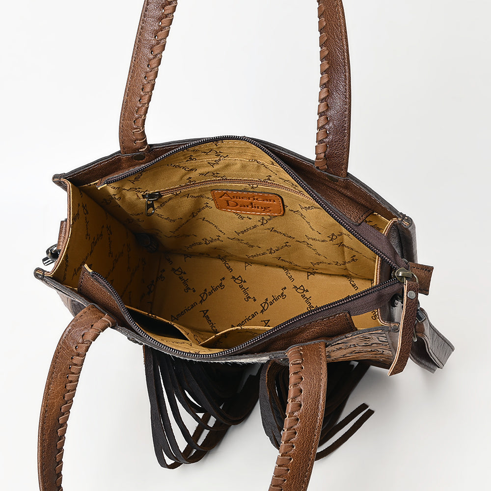 American Darling Tote Hand Tooled Hair-onGenuine Leather