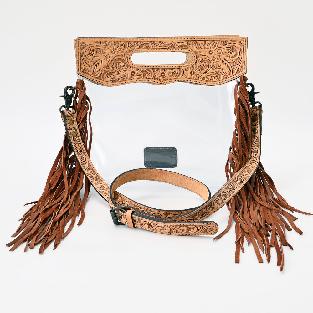 American Darling Hand-Tooled Leather Clear Bag