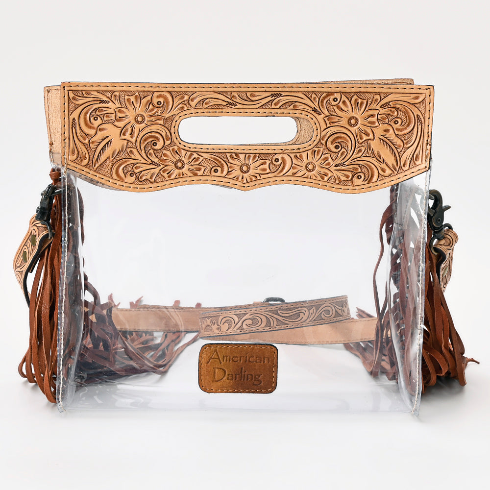 American Darling Hand-Tooled Leather Clear Bag