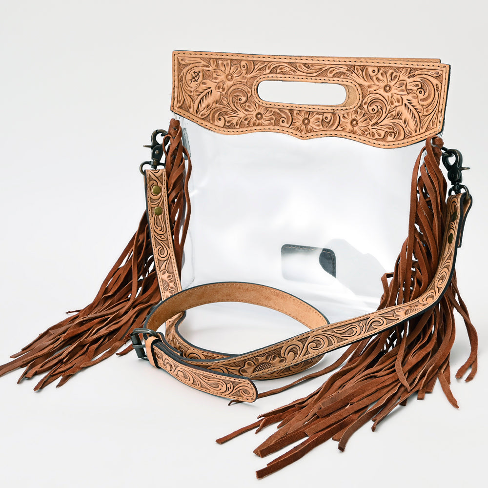 American Darling Hand-Tooled Leather Clear Bag