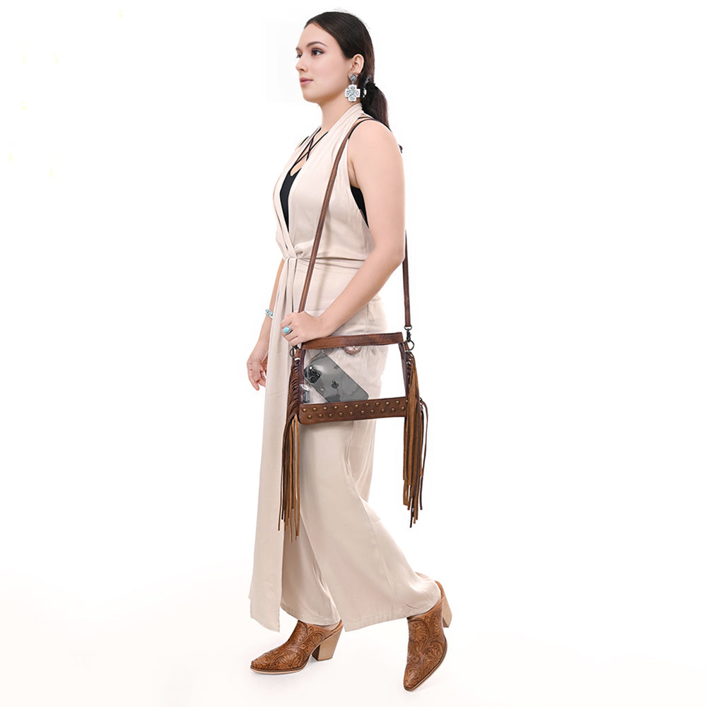 American Darling Clear Bag Hand Tooled Genuine Leather