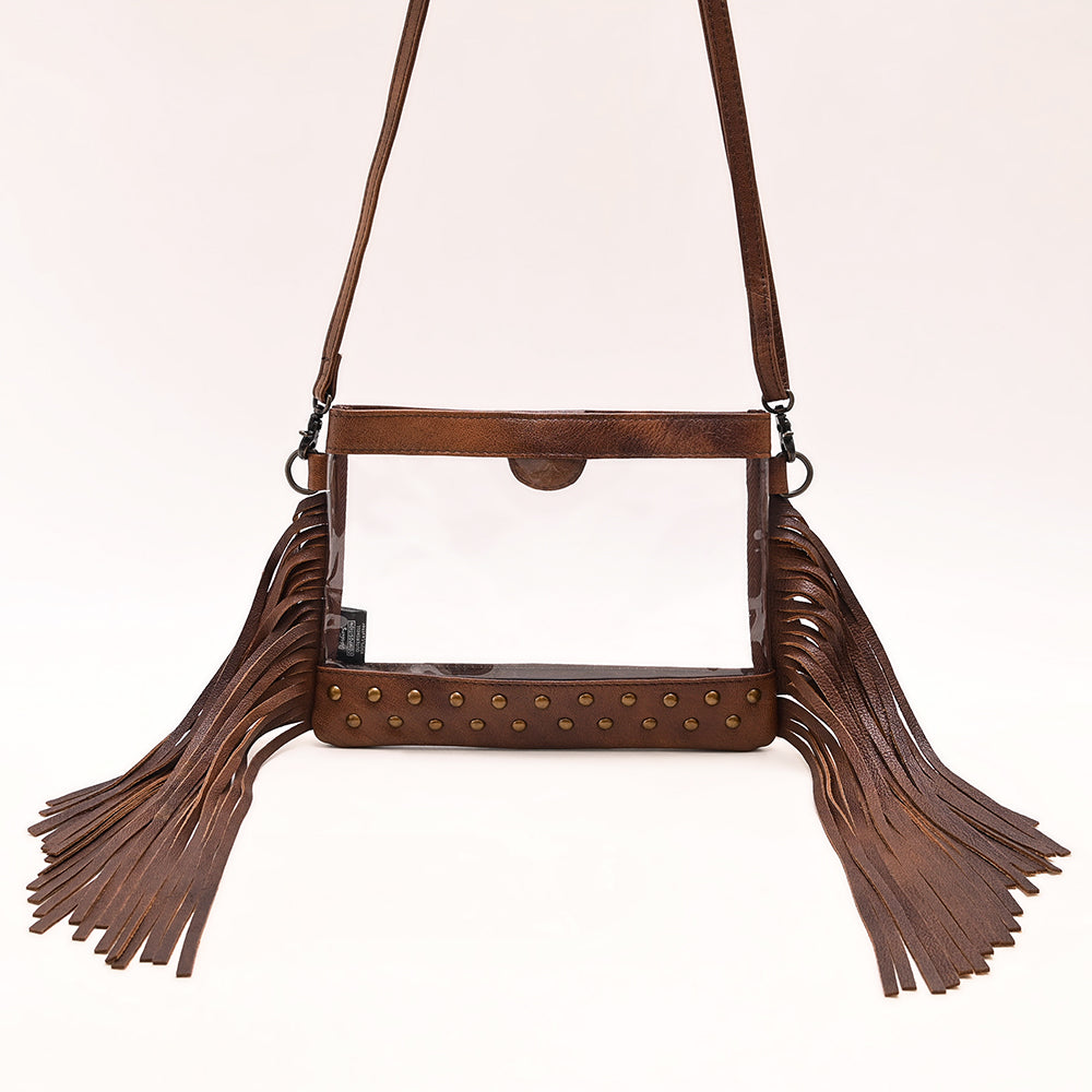 American Darling Clear Bag Hand Tooled Genuine Leather