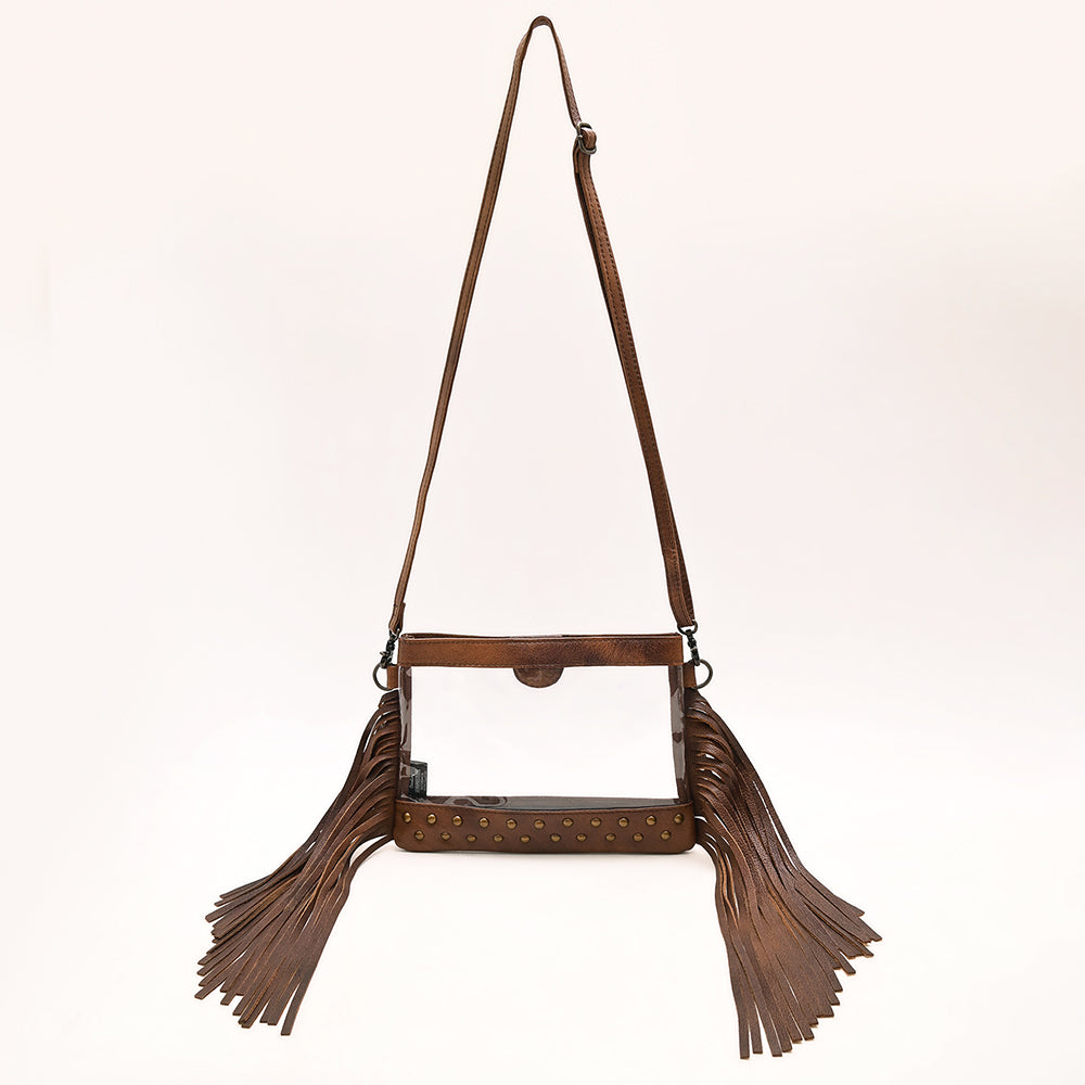 American Darling Clear Bag Hand Tooled Genuine Leather