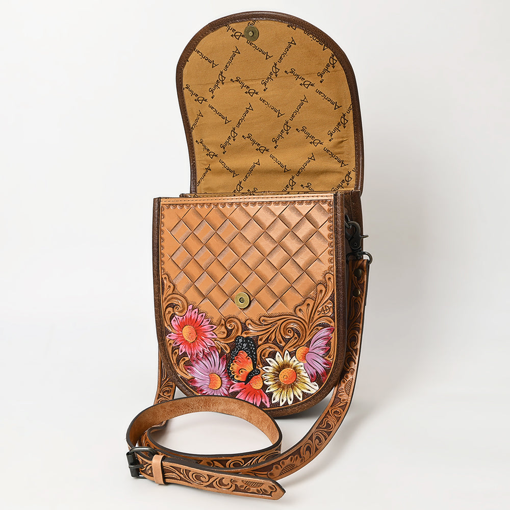 American Darling Crossbody Hand Tooled Saddle Blanket Genuine Leather